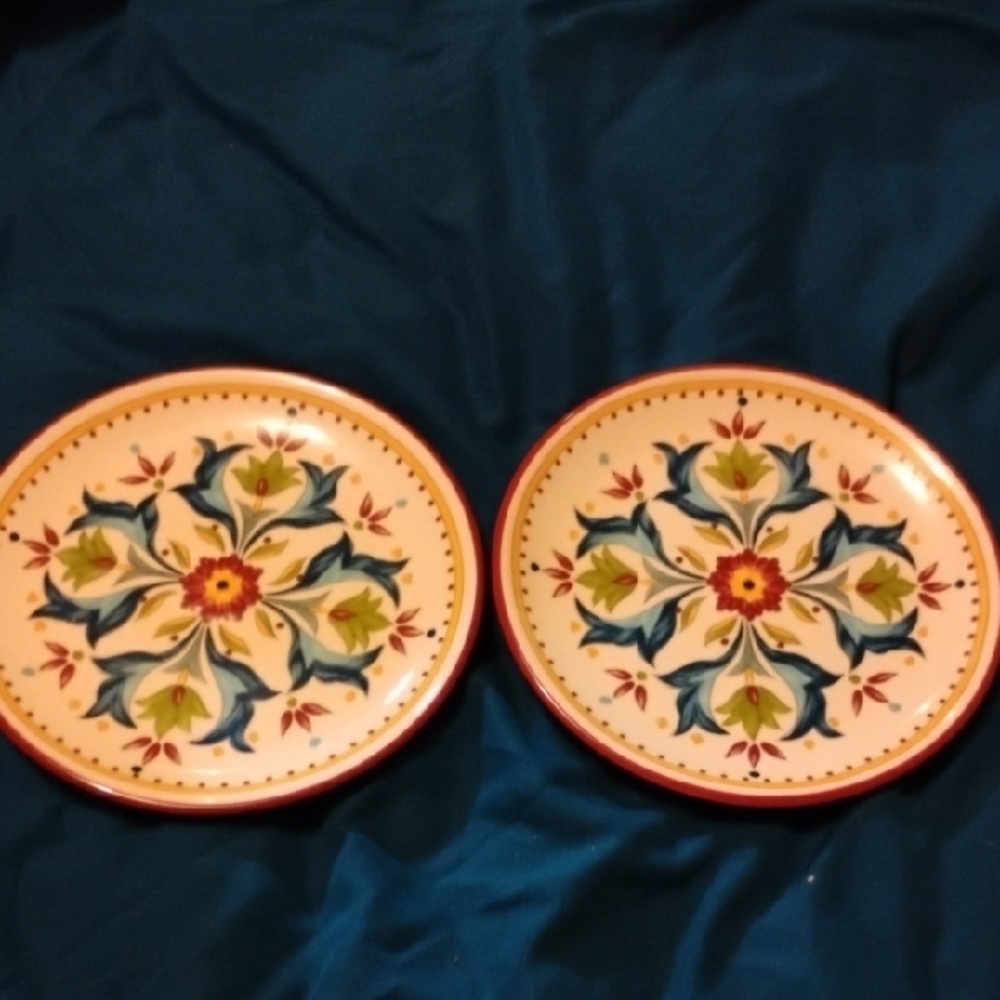 Floral Ceramic Dinner Plates - Multicolor
